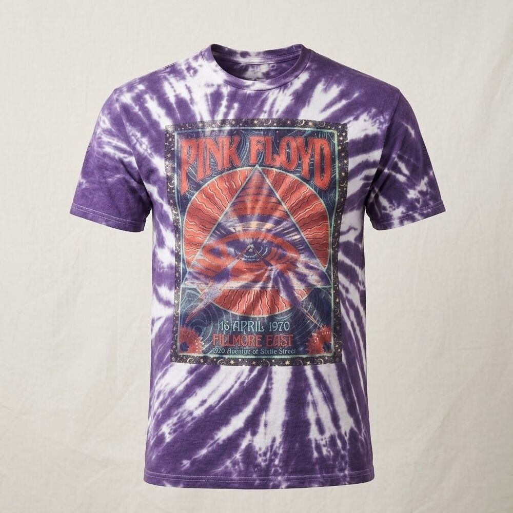 Pink Floyd Fillmore East 1970 Tie Dye Graphic T-Shirt Mens XL Purple Concert